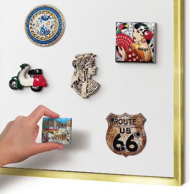 Magnetisch bord voor reismagneten met gouden lijst Zuiver wit