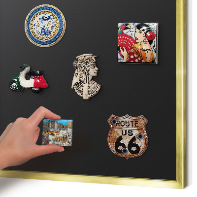 Metalen magneetbord met lijst in het goud Zwart