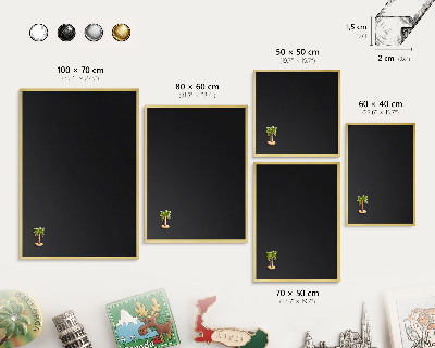 Metalen magneetbord met lijst in het goud Zwart