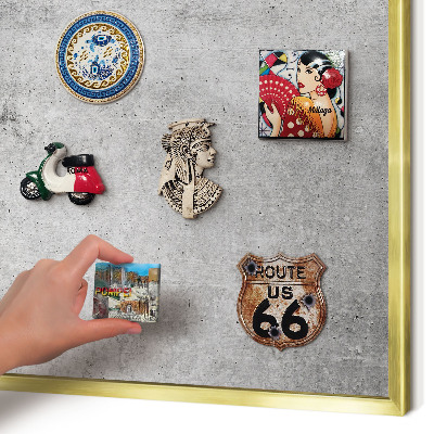 Magnetisch bord voor reismagneten met gouden lijst Concrete minimalisme