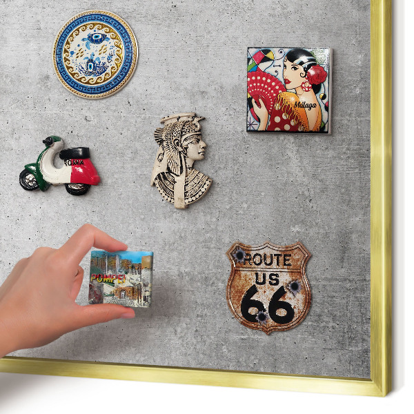 Magnetisch bord voor reismagneten met gouden lijst Concrete minimalisme