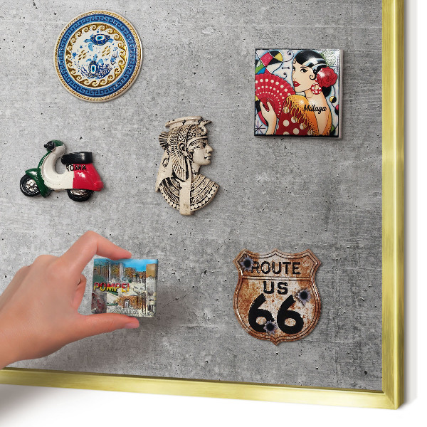Magnetisch bord voor reismagneten met gouden lijst Concrete minimalisme