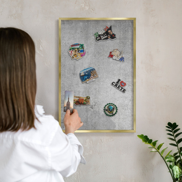 Magnetisch bord voor reismagneten met gouden lijst Concrete minimalisme
