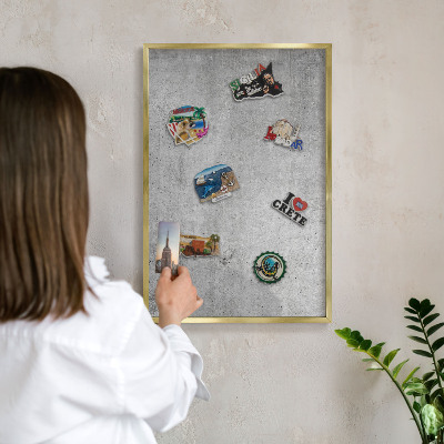 Magnetisch bord voor reismagneten met gouden lijst Concrete minimalisme