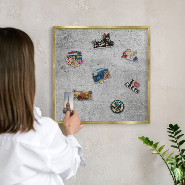 Magnetisch bord voor reismagneten met gouden lijst Concrete minimalisme