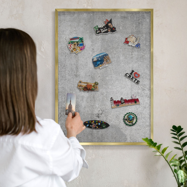 Magnetisch bord voor reismagneten met gouden lijst Concrete minimalisme