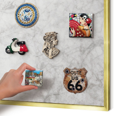 Metalen magneetbord met lijst in het goud Grijs marmer