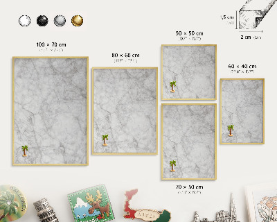 Metalen magneetbord met lijst in het goud Grijs marmer