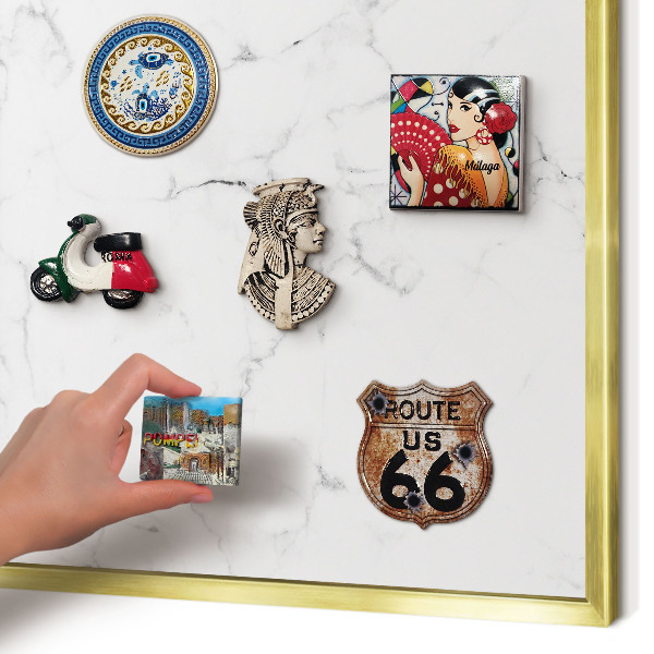 Metalen magneetbord met lijst in het goud Marmerpatroon