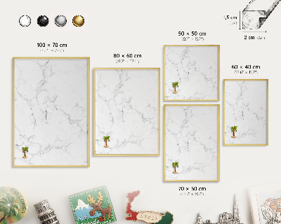 Metalen magneetbord met lijst in het goud Marmerpatroon