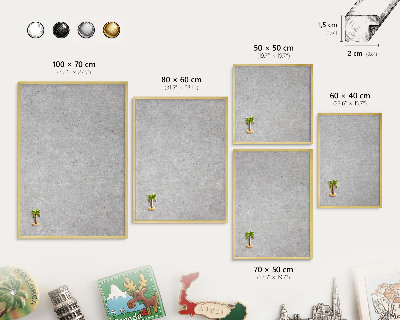 Metalen magneetbord met lijst in het goud Grijze textuur