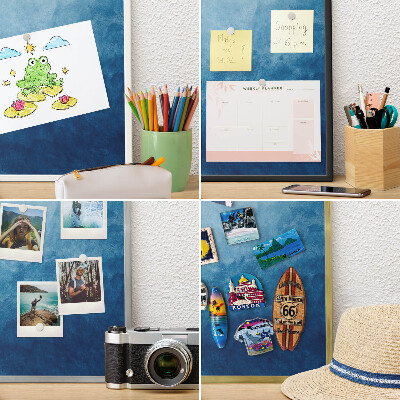 Magnetisch bord voor reismagneten met gouden lijst Blauwe abstracties