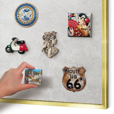 Magnetisch bord voor reismagneten met gouden lijst Grijze elegantie