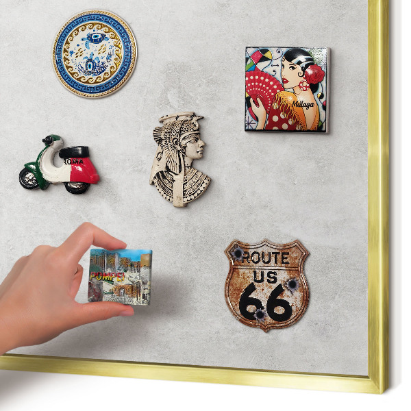 Magnetisch bord voor reismagneten met gouden lijst Grijze elegantie