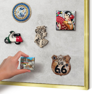 Magnetisch bord voor reismagneten met gouden lijst Grijze elegantie