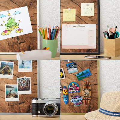 Metalen magneetbord met lijst in het goud Houtnerf