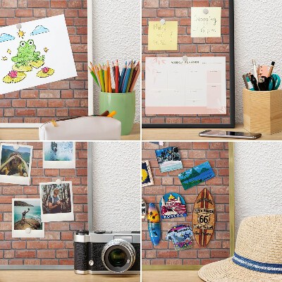 Magnetisch bord voor reismagneten met gouden lijst Bakstenen muur
