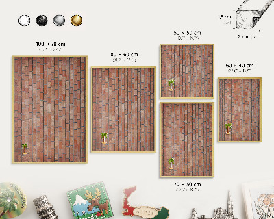 Magnetisch bord voor reismagneten met gouden lijst Bakstenen muur