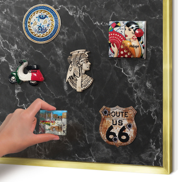 Metalen magneetbord met lijst in het goud Marmeren elegantie