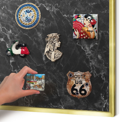 Metalen magneetbord met lijst in het goud Marmeren elegantie