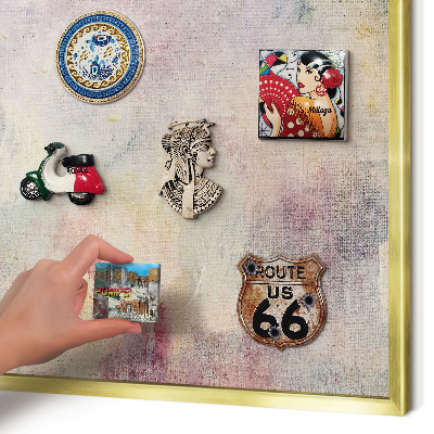 Metalen magneetbord met lijst in het goud Pastel abstractie