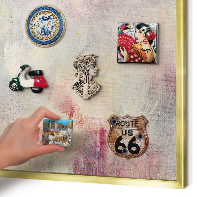 Metalen magneetbord met lijst in het goud Pastel abstractie