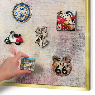 Metalen magneetbord met lijst in het goud Pastel abstractie