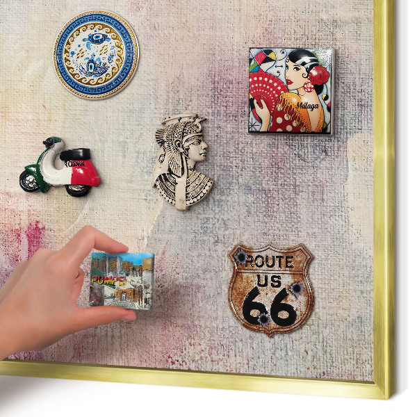 Metalen magneetbord met lijst in het goud Pastel abstractie
