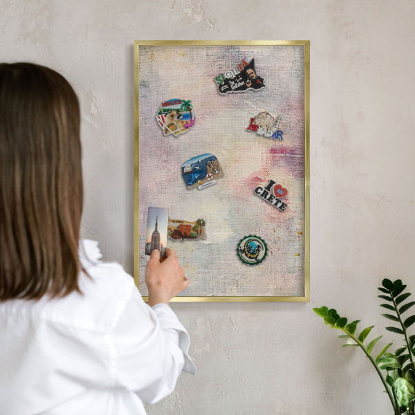 Metalen magneetbord met lijst in het goud Pastel abstractie