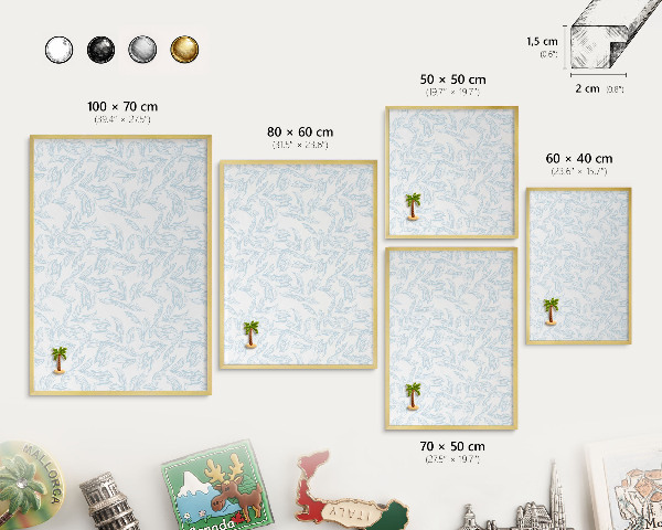 Metalen magneetbord met lijst in het goud Licht thema