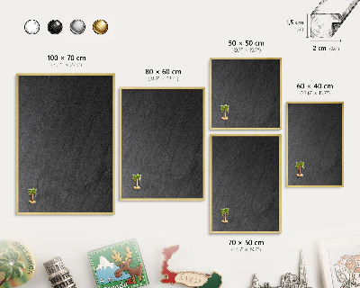 Metalen magneetbord met lijst in het goud Zwarte textuur