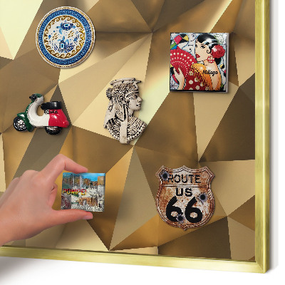 Metalen magneetbord met lijst in het goud Warme geometrie