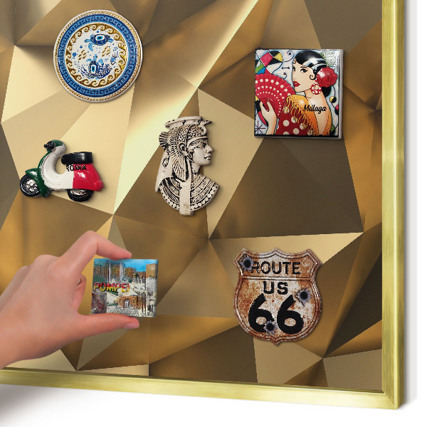 Metalen magneetbord met lijst in het goud Warme geometrie