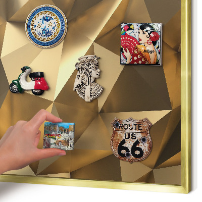 Metalen magneetbord met lijst in het goud Warme geometrie