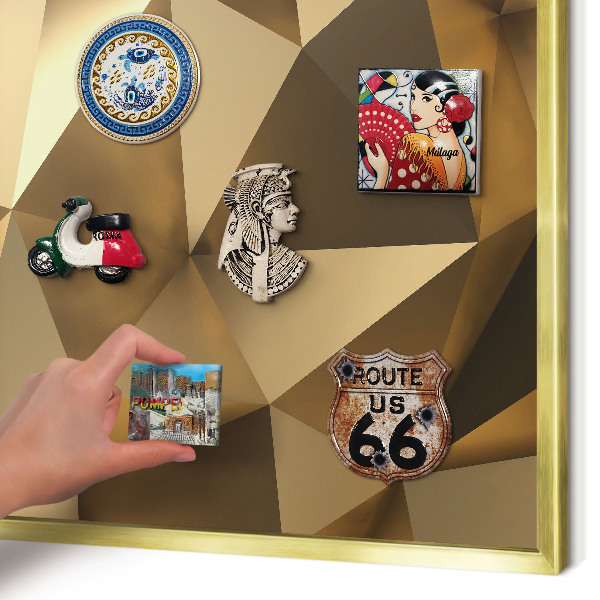 Metalen magneetbord met lijst in het goud Warme geometrie