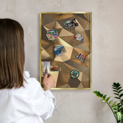 Metalen magneetbord met lijst in het goud Warme geometrie