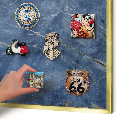 Magnetisch bord voor reismagneten met gouden lijst Marmeren elegantie