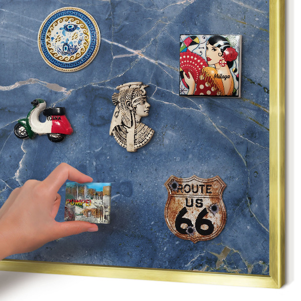 Magnetisch bord voor reismagneten met gouden lijst Marmeren elegantie