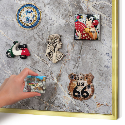 Magnetisch bord voor reismagneten met gouden lijst Marmer met patroon
