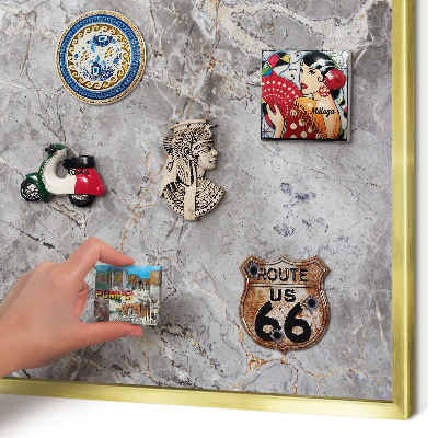 Magnetisch bord voor reismagneten met gouden lijst Marmer met patroon