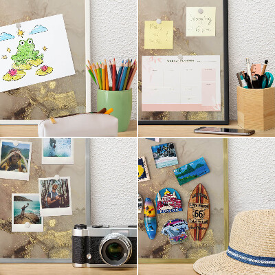 Metalen magneetbord met lijst in het goud Elegante glans