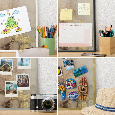 Metalen magneetbord met lijst in het goud Elegante glans