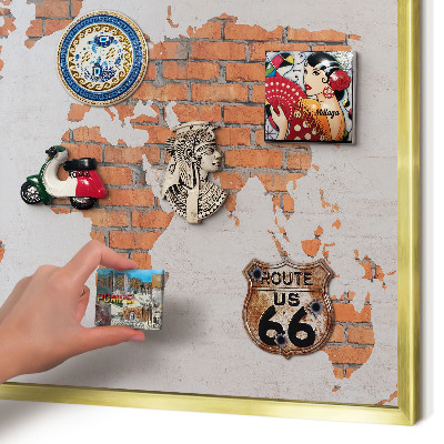 Magnetisch bord voor reismagneten met gouden lijst Bakstenen plattegrond