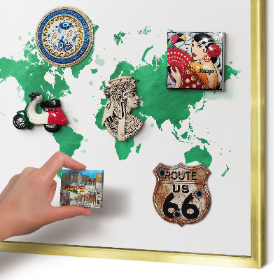 Magnetisch bord voor reismagneten met gouden lijst Groene kaart