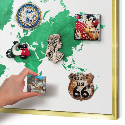 Magnetisch bord voor reismagneten met gouden lijst Groene kaart