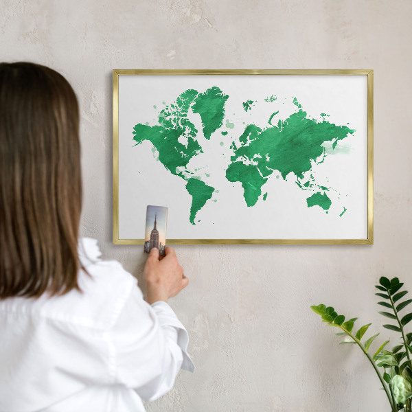 Magnetisch bord voor reismagneten met gouden lijst Groene kaart