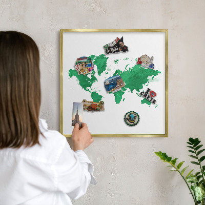Magnetisch bord voor reismagneten met gouden lijst Groene kaart