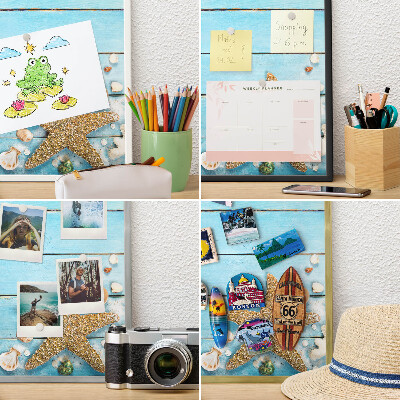 Metalen magneetbord met lijst in het goud Vakantierust