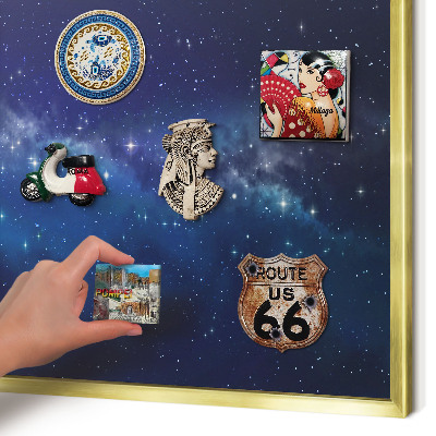 Magnetisch bord voor reismagneten met gouden lijst Sterrenruimte