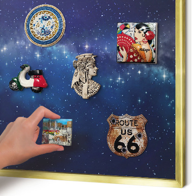 Magnetisch bord voor reismagneten met gouden lijst Sterrenruimte